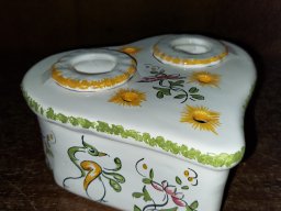 encrier coeur oiseau polychrome